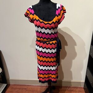 Gabby Skye Multicolor Chevron Midi Dress